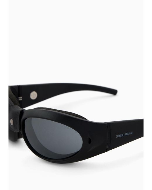 Giorgio Armani Black Oval Sunglasses for men
