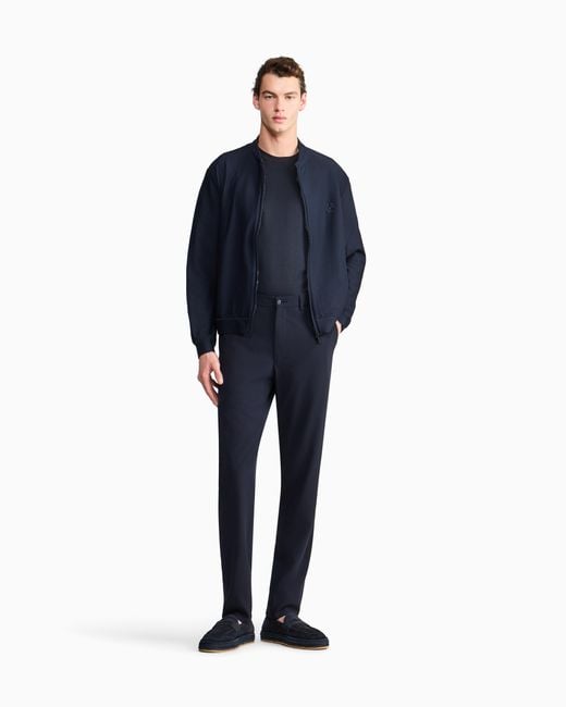 Giorgio Armani Blue Oversized Silk, Linen And Cotton T-Shirt for men