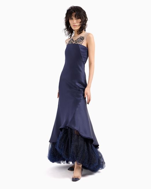 Giorgio Armani Blue Long Bustier Dress