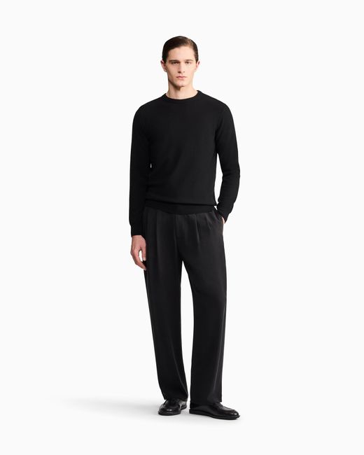 Giorgio Armani Black Cashmere Crew-Neck Jumper for men