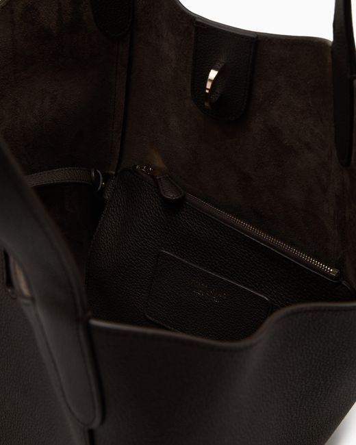 Giorgio Armani Black Pebbled Bag With A Removable Inner Pouch