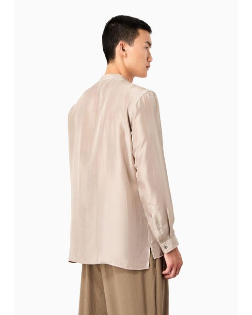 Camicia Regular Fit In Seta di Giorgio Armani in Natural da Uomo
