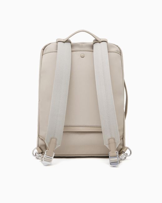 Giorgio Armani Gray Nylon And Pebbled-Leather Backpack for men