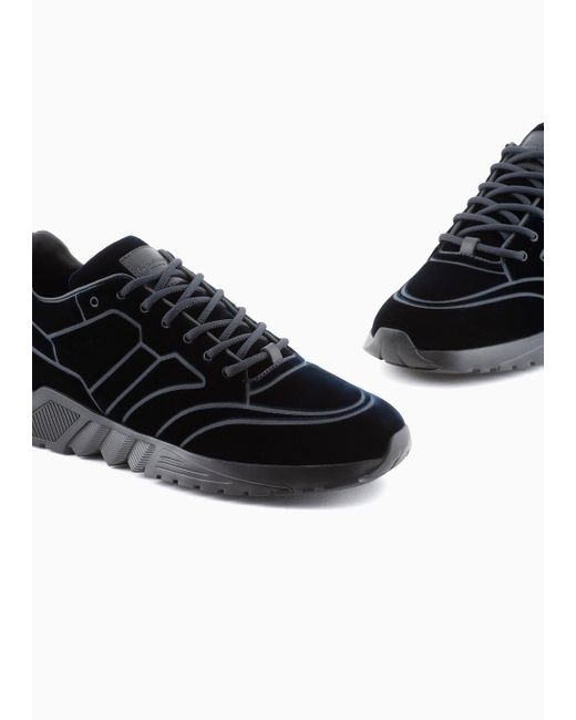 Sneakers En Velours Giorgio Armani pour homme en coloris Black