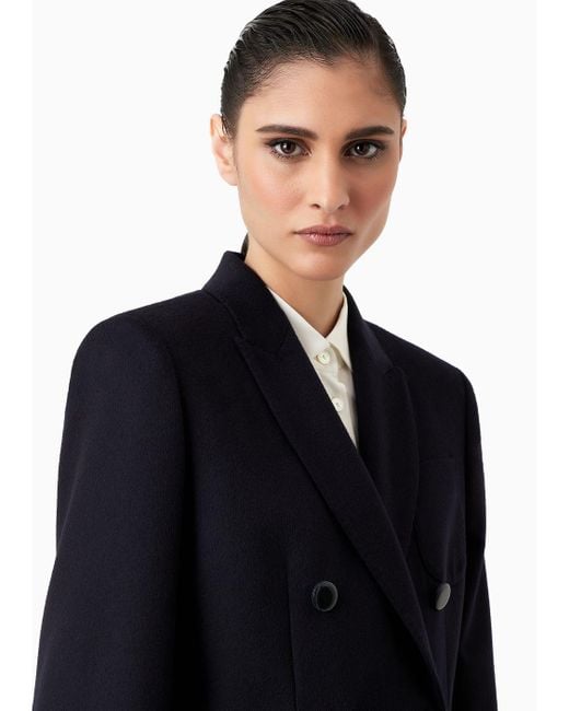Giorgio Armani Blue Double-breasted Jacket In Virgin Wool And Cashmere