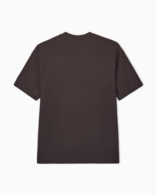 Giorgio Armani Brown T-Shirt Regular Fit Chevron Jacquard Stretch Virgin Wool for men