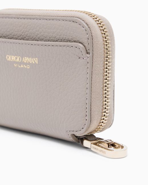 Giorgio Armani White Leather Mini Wraparound-Zip Wallet