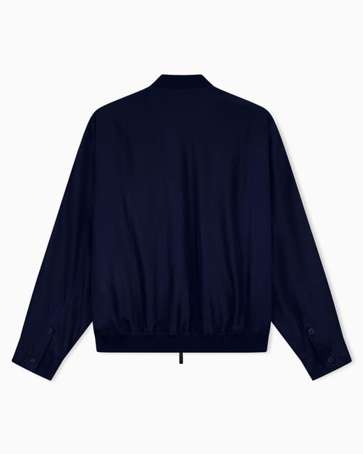 Giorgio Armani Blue Blouson Jacket Oversized Fit Leather With Silk Lining for men