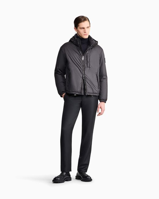 Giorgio Armani Gray Hooded Blouson With Goose-Down Padding for men
