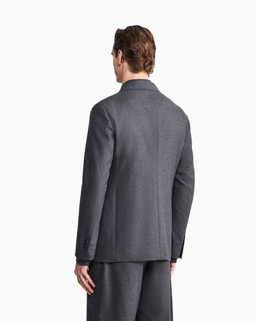 Giorgio Armani Blue Unlined Single-Breasted Stretch Cashmere Jacket With Two Buttons for men