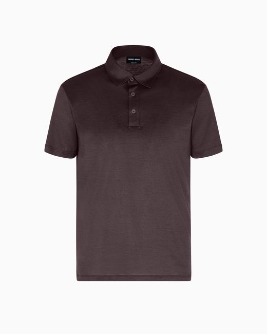 Polo De Punto De Seda Y Algodón Jaspeado Giorgio Armani de hombre de color Brown