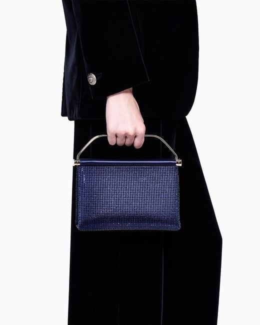 Giorgio Armani Blue Small Satin And Rhinestone Handbag