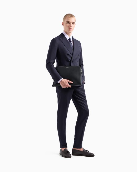 Giorgio Armani Black Leather Document Holder for men