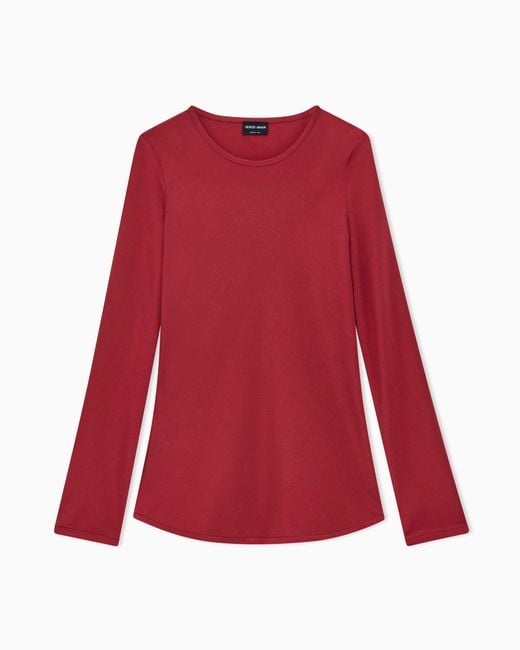 Giorgio Armani Red Slim-Fit Bias-Cut Blouse