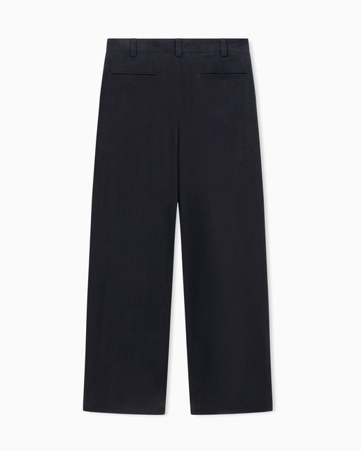Giorgio Armani Blue Cupro Basketweave Double-Pleat Trousers for men