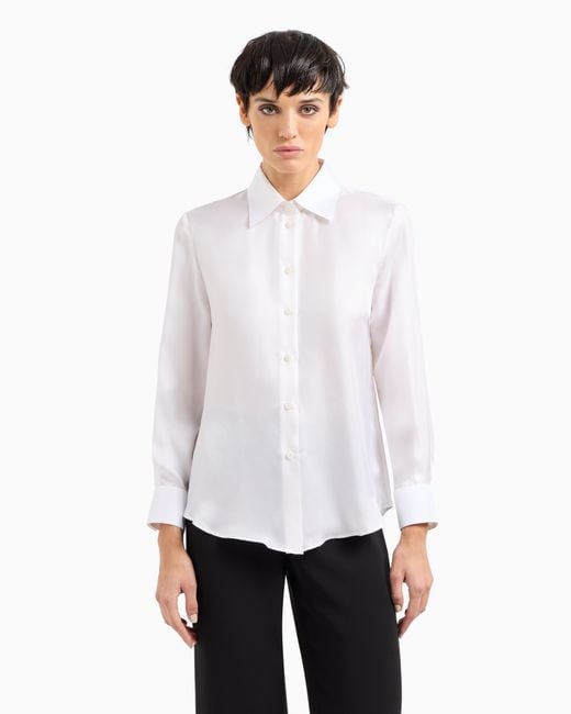 Camisa De Seda Orgánica Giorgio Armani de color White