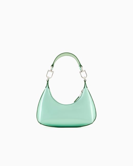 Giorgio Armani Green Hobo Bag La Prima Im Mini-Format Aus Laminiertem Leder