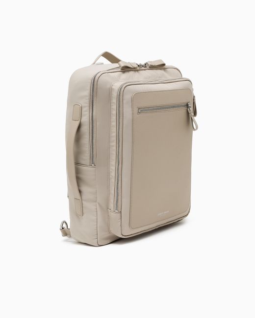 Giorgio Armani Gray Nylon And Pebbled-Leather Backpack for men