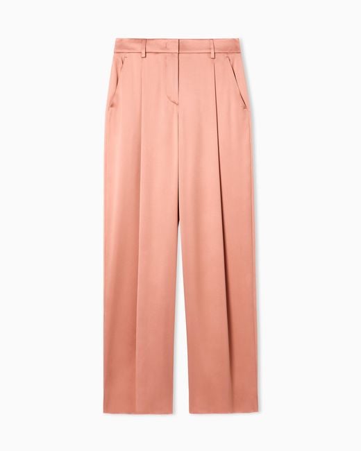 Giorgio Armani Pink Silk Double Satin Single-Pleat Trousers