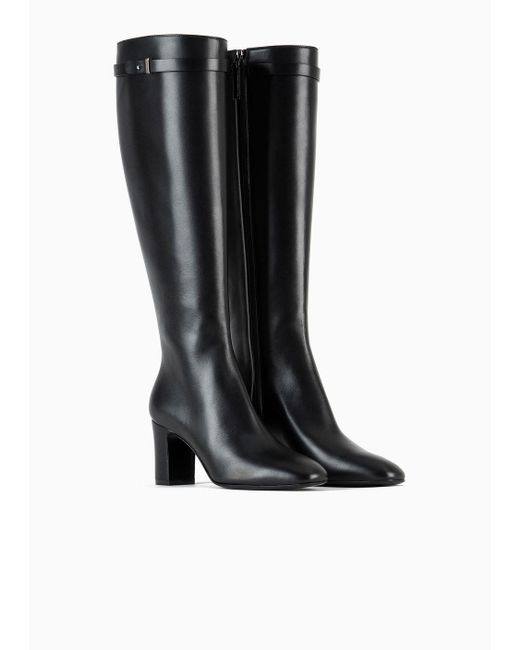 Giorgio Armani Black Nappa Leather High-heeled Boots