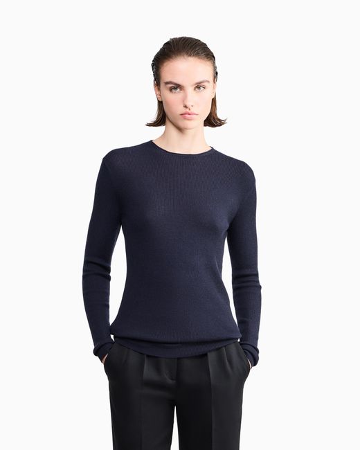 Giorgio Armani Blue Pure Cashmere Crew-Neck Jumper