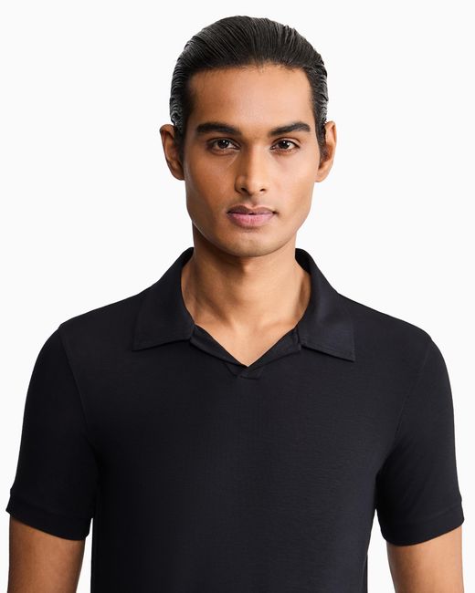 Giorgio Armani Black Stretch Polo for men