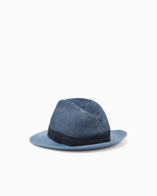 Giorgio Armani Blue Straw Hat for men