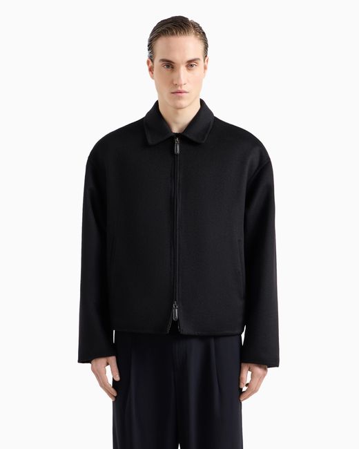 Giorgio Armani Black Double Cashmere Cloth Blouson for men