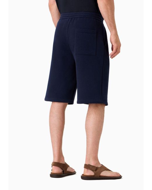 Giorgio Armani Blue Asv Cotton-blend Jersey-fleece Bermuda Shorts for men