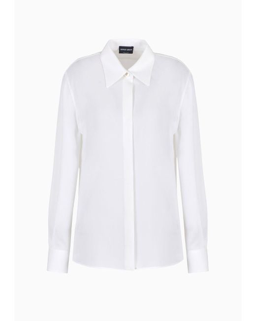 Giorgio Armani White Asv Classic Shirt In Organic Silk