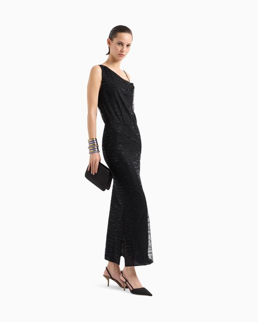 Giorgio Armani Black Satin Clutch Bag With An Animal Motif And Crystals