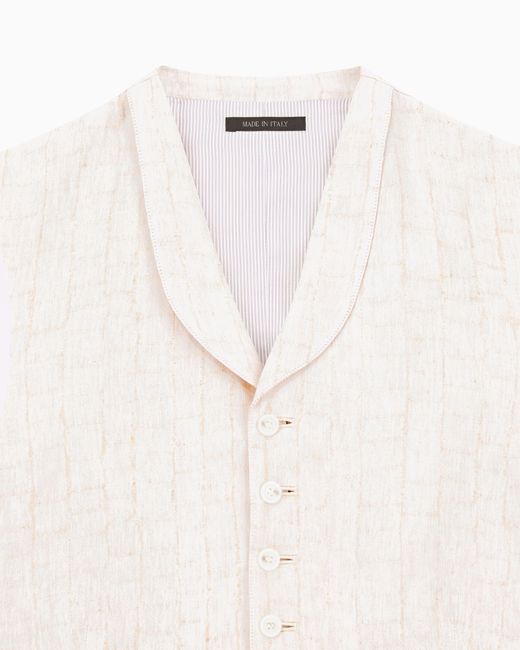 Giorgio Armani White Jacquard Viscose And Linen Single-Breasted Waistcoat for men
