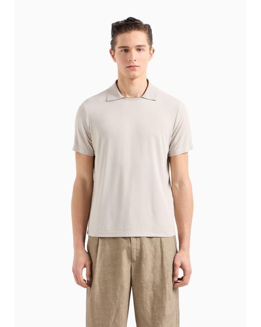 Giorgio Armani White Asv Short-sleeved Viscose-jersey Polo Shirt for men