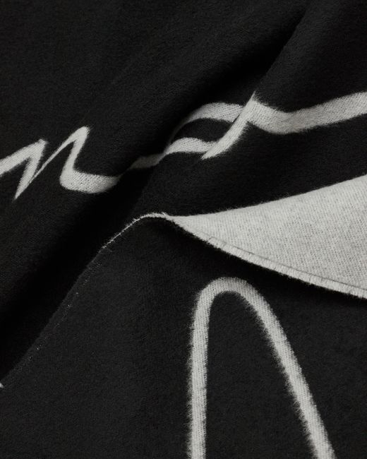 Giorgio Armani Black Two-Tone Wool And Silk Scarf With Signature Logo for men