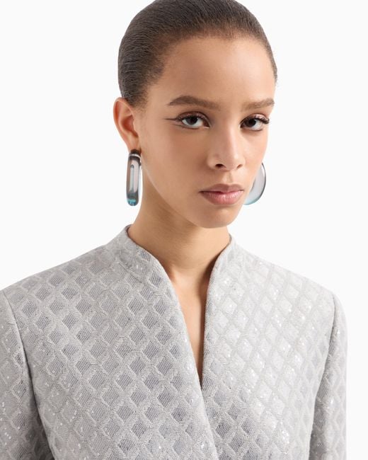 Giorgio Armani Gray Doppelreihiges Sakko Aus Zweifarbigem Jacquard-Stoff