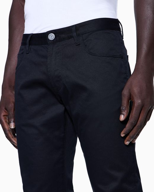 Giorgio Armani Black Stretch-Cotton, Five-Pocket Trousers for men