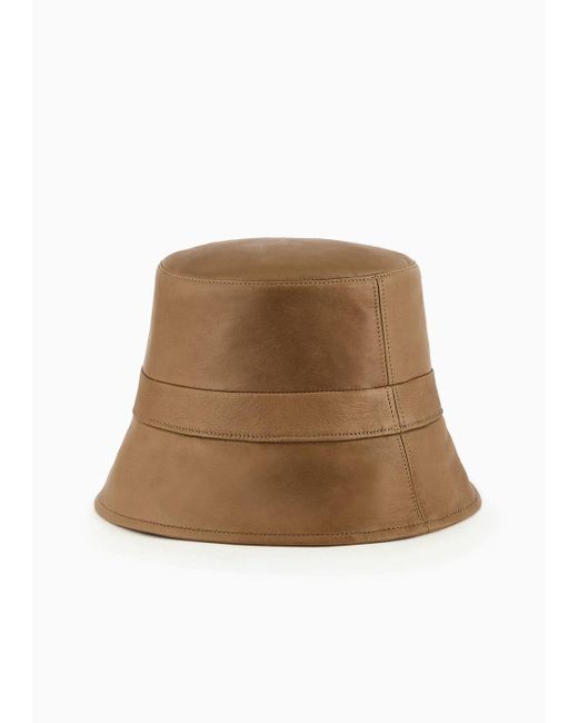 Giorgio Armani Natural Reversible Nappa-leather Cloche Hat