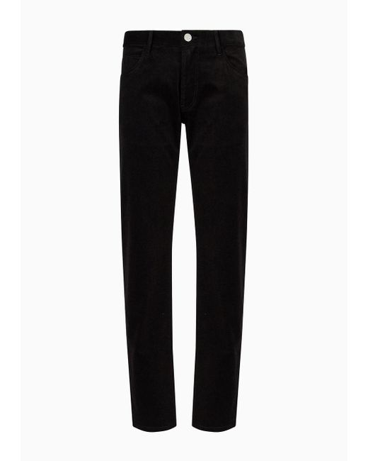 Giorgio Armani Black Regular-fit Five-pocket Trousers In Cashmere-and-cotton Velvet for men