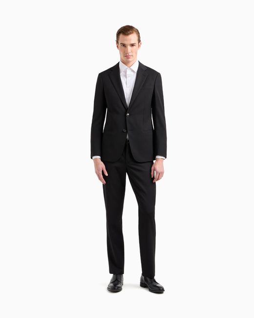 Giorgio Armani Einreihiger Anzug Der Soho-Linie Aus Wolltwill in Black für Herren
