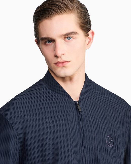 Giorgio Armani Blue Technical Waffle Blouson for men