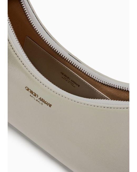 Giorgio Armani Gray La Prima Mini Hobo Bag In Patent Nappa Leather