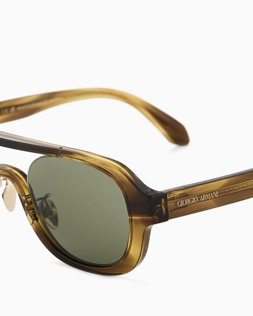 Giorgio Armani Green Irregular-Shaped Sunglasses for men