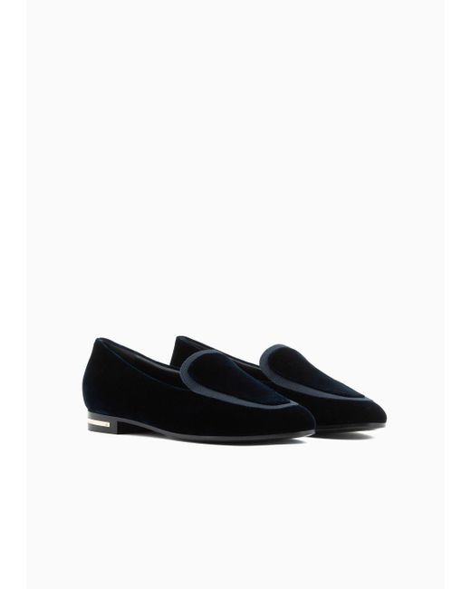 Giorgio Armani Black Velvet Loafers