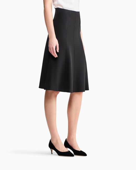 Giorgio Armani Black Silk Midi Skirt