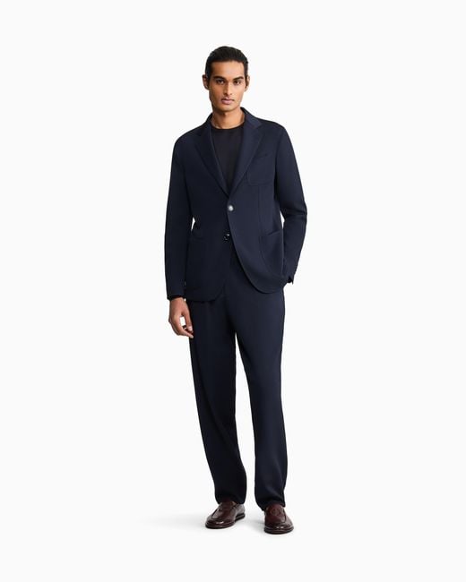 Giorgio Armani Blue Long-Sleeved, Crew-Neck Jumper for men