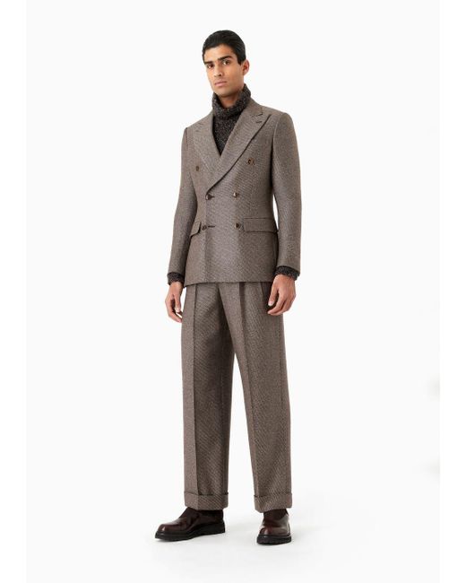 Giorgio Armani Brown Royal Line Double-breasted Cashmere And Silk Suit for men