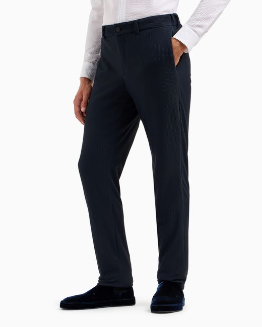 Giorgio Armani Blue Flat Front Trousers for men