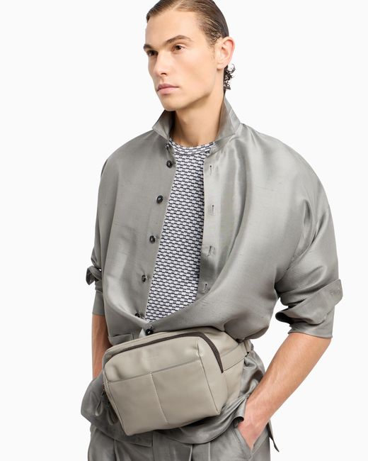 Giorgio Armani Gray Cotton-Blend Two-Pleat Trousers for men