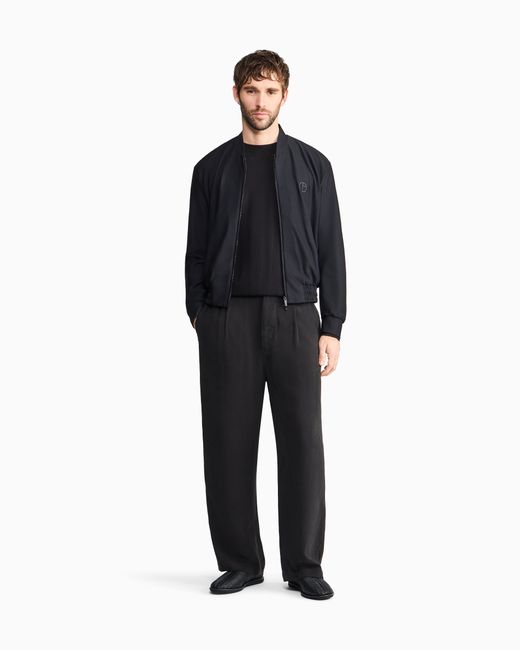 Giorgio Armani Blue Technical Waffle Blouson for men
