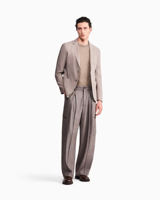 Giorgio Armani Brown Single-Breasted Patch-Pocket Blazer for men